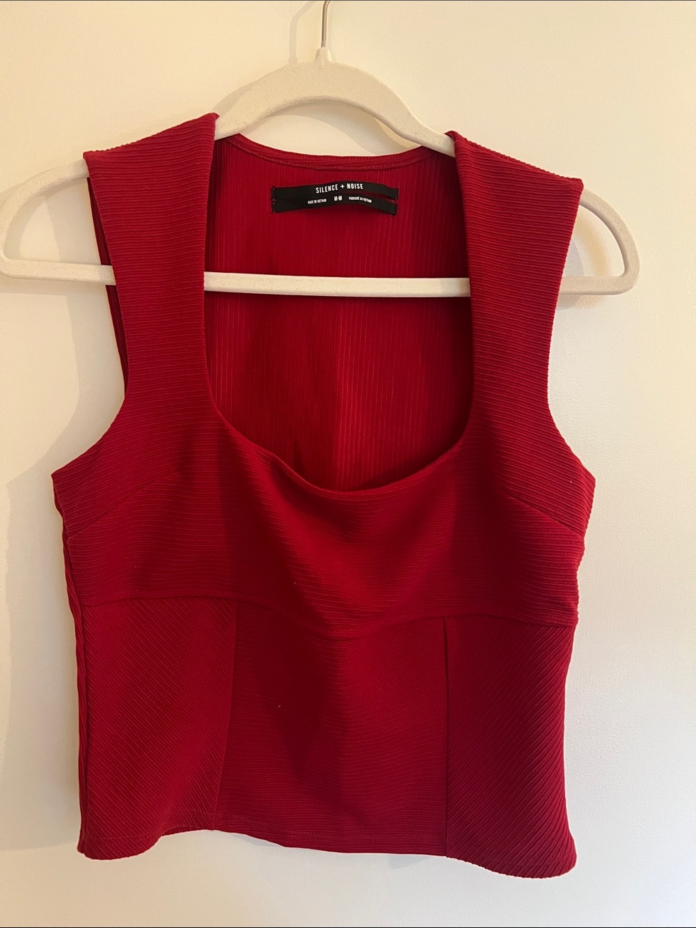 silence + noise Red Ribbed Scoop-Neck Tank